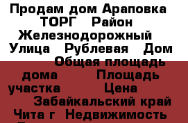 Продам дом(Араповка) ТОРГ › Район ­ Железнодорожный › Улица ­ Рублевая › Дом ­ --- › Общая площадь дома ­ 72 › Площадь участка ­ 894 › Цена ­ 950 000 - Забайкальский край, Чита г. Недвижимость » Дома, коттеджи, дачи продажа   . Забайкальский край,Чита г.